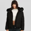 BERSHKA Hood Puffer- Giacca Invernale - Black