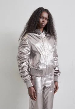 Mina Metallic Giacca Di PelleGun Metal Donna Giacche E Blazer STX21G00F-D11