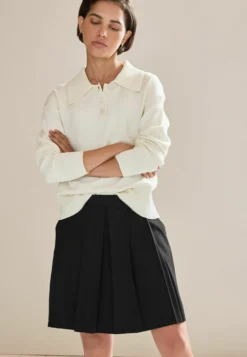 Next Gem Button Polo Collar - Maglione - Ecru White